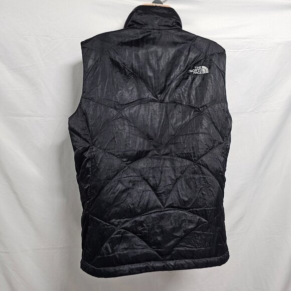 The North Face 550 Goose Down Puffer Vest Women Size L Black Quilted Full Zip - Picture 7 of 13